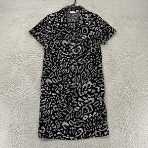 Zenergy Chico's Dress Womens 0.5/Small Black Animal Print Stretch Knee Length